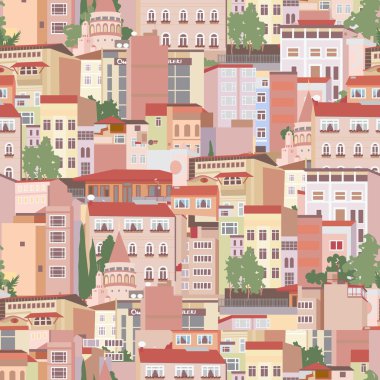 Seamless pattern with urban scene clipart