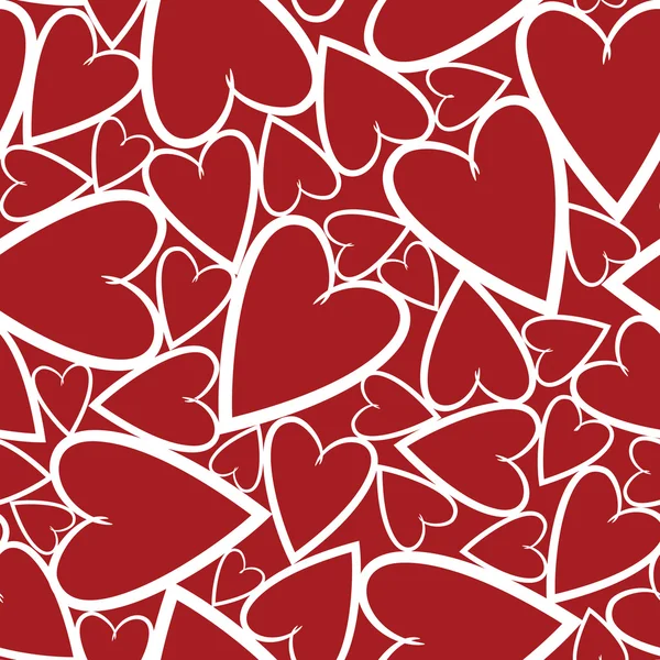 Rotes nahtloses Muster mit Herz-Symbol — Stockvektor