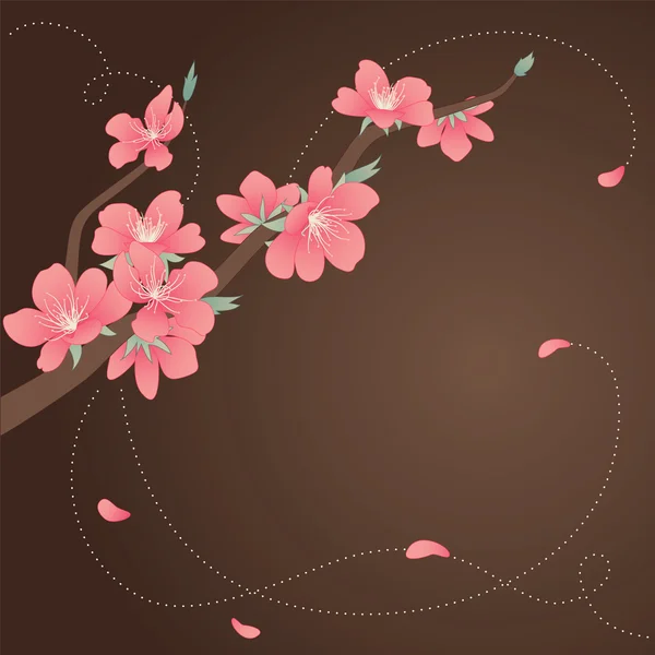 Branche fleurie rose verre — Image vectorielle