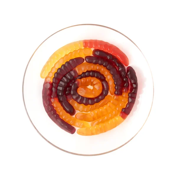 Un cerchio di vermi gelatina isolati — Foto Stock