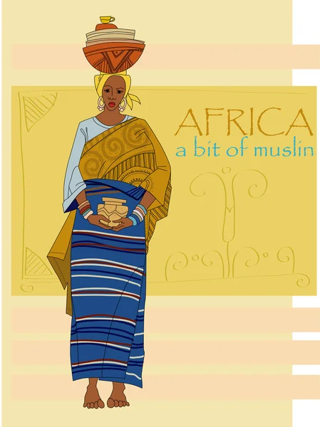Afrikanerin in Nationalkleidung — Stockvektor