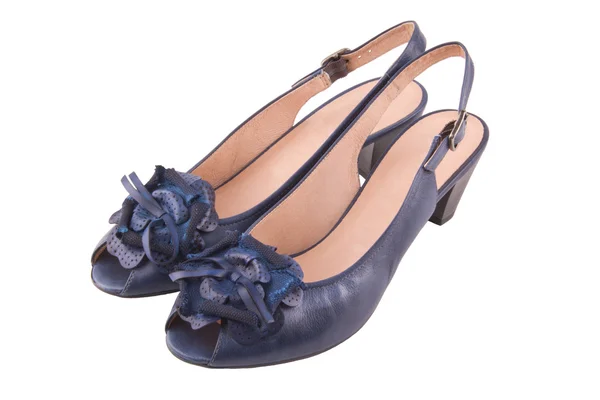 Ett par eleganta kvinnors skor med en blomma — Stockfoto