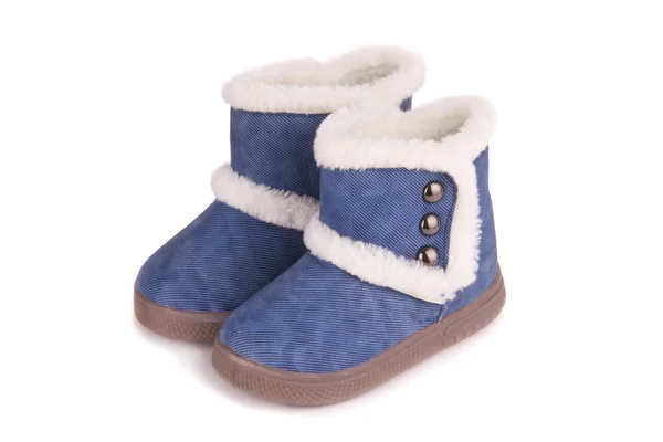 Een paar baby blauwe laarzen — Stockfoto