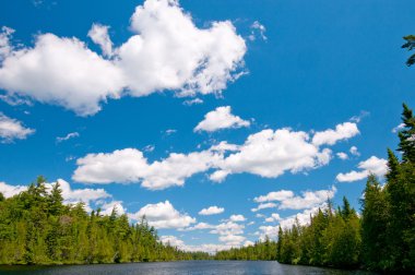 Blue skies and Clouds in the North Woods clipart