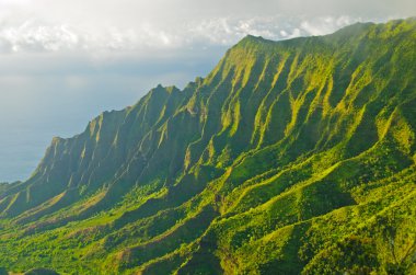 Evening shadows and mist in Hawaii clipart