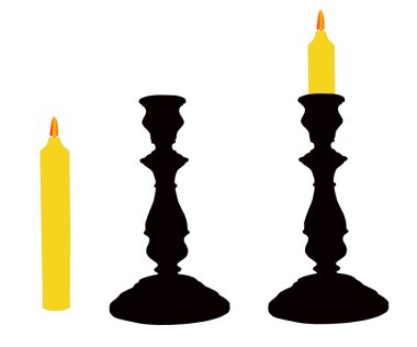 The Candlesticks with candle. clipart