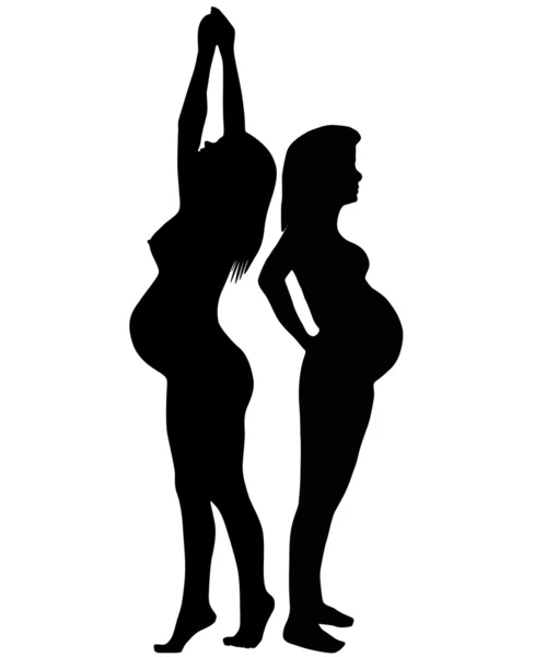 La silueta de la mujer embarazada . — Vector de stock