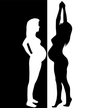 The Silhouette of the pregnant woman. clipart