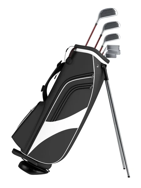 Černá taška s golfové kluby — Stock fotografie