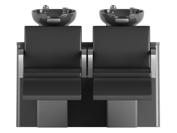 Černé vlasy umyjte dvojitá sedadla židle — Stock fotografie