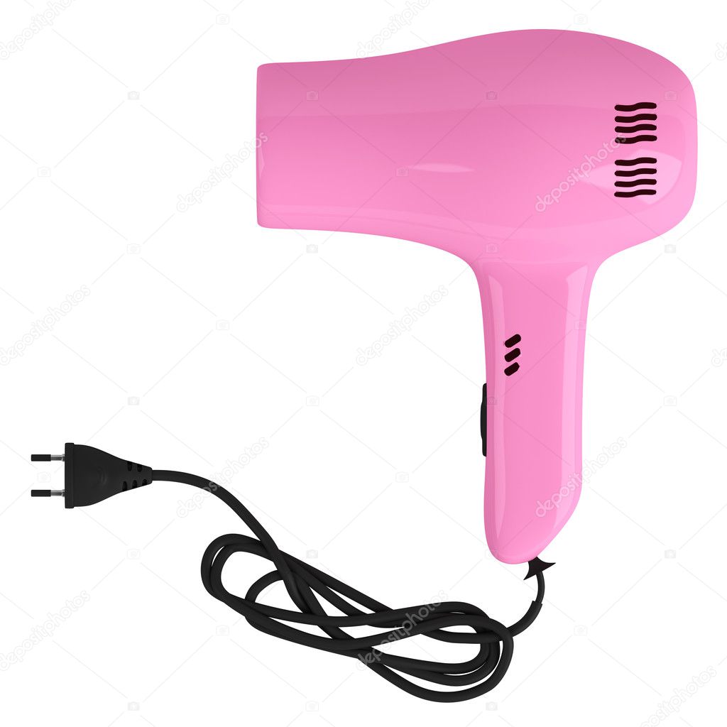 Pink hair dryer Stock Photo by ©Nmorozova 8940558