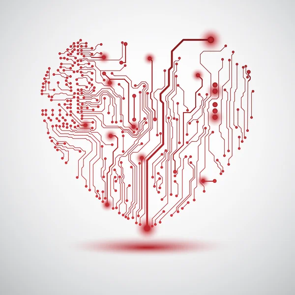 Corazón tablero eléctrico — Vector de stock