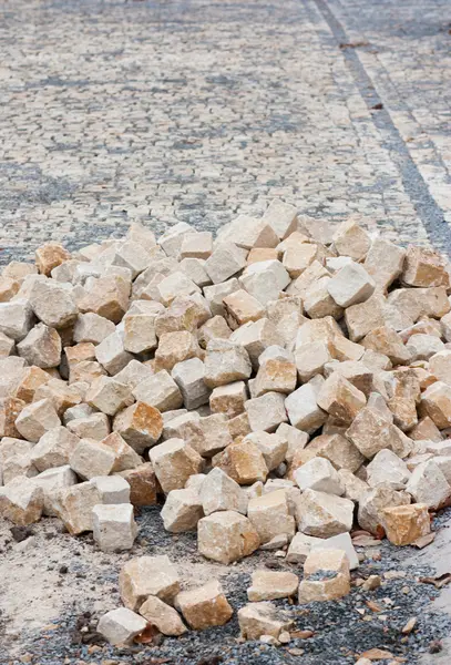 stock image Street construction site - paving