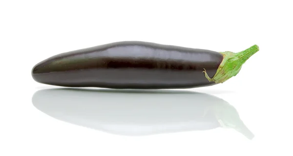 Rijp aubergines close-up op witte pagina — Stockfoto