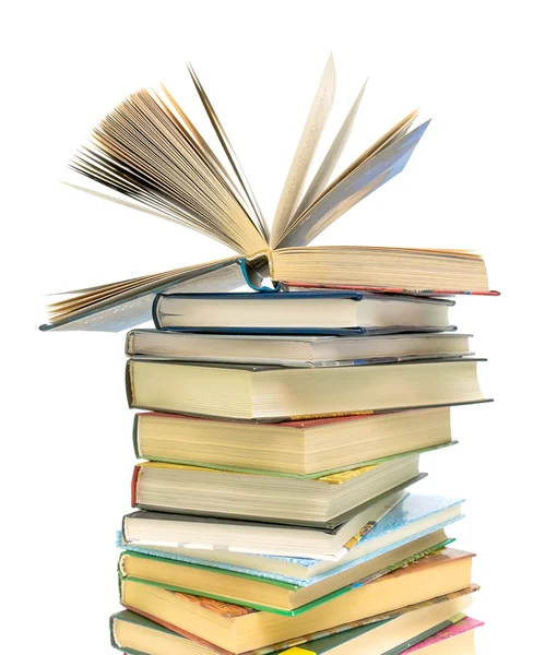 Open book on a pile of books — Stock Photo, Image