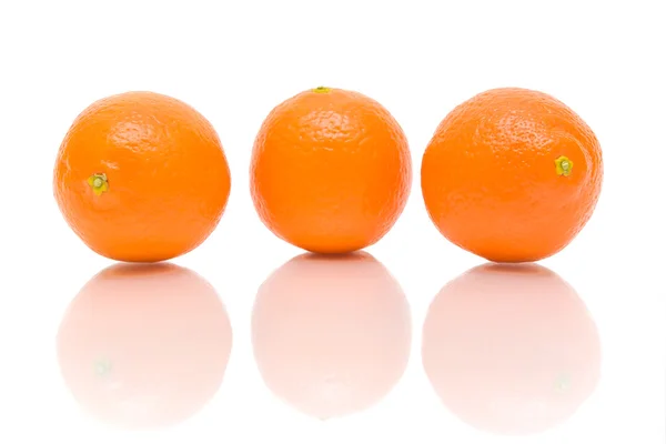 Drie sinaasappels op een witte achtergrond — Stockfoto