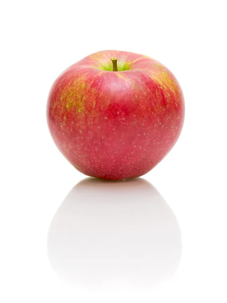Uma grande maçã vermelha sobre um fundo branco — Fotografia de Stock
