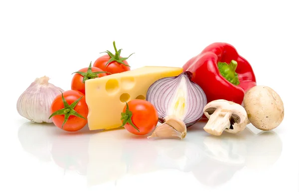 Still life. cheese and vegetables. — Stock Photo, Image