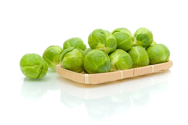 Brussels sprouts on a white background with reflection — Stock Photo, Image