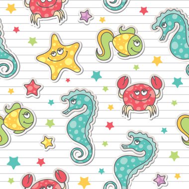 Pattern of sea creatures clipart