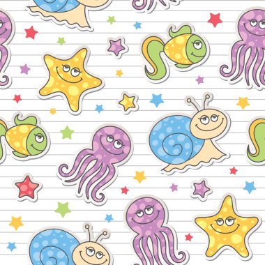 Pattern of sea creatures clipart