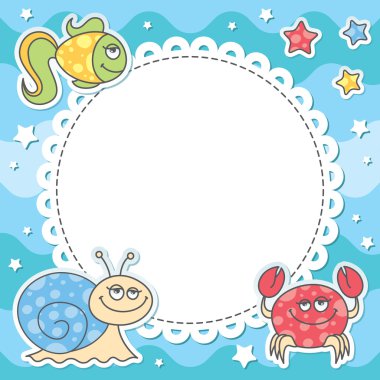 Card with sea creatures clipart