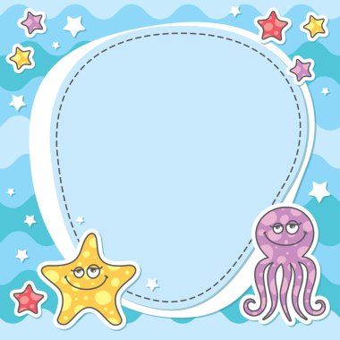 Card with sea creatures clipart