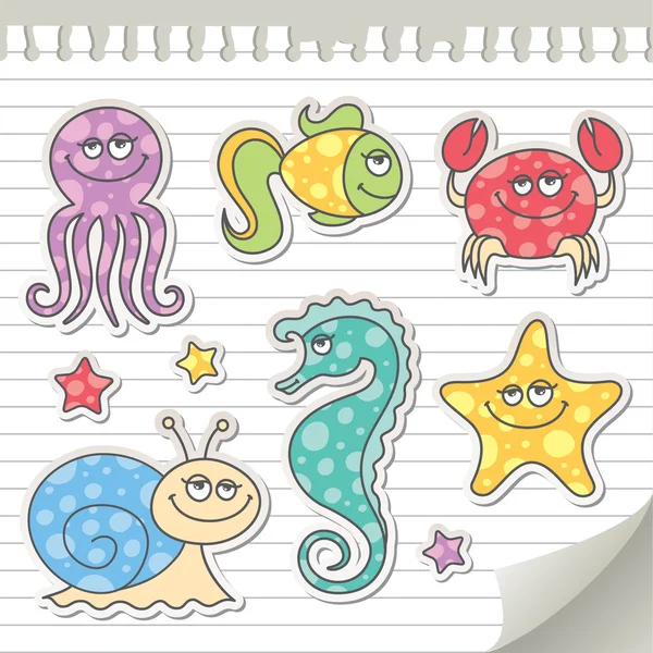 Sea creatures — Stock Vector