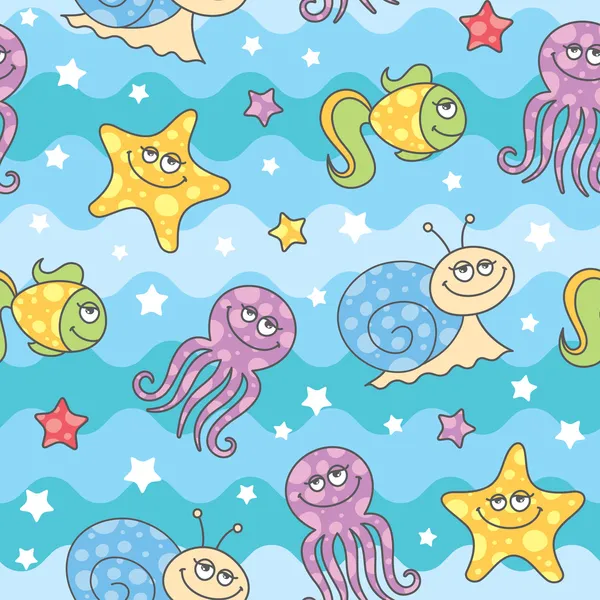 Pattern sea creatures — Stock Vector