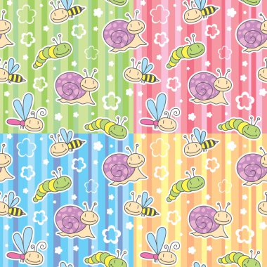 Patterns with insects clipart