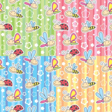 Patterns with insects clipart