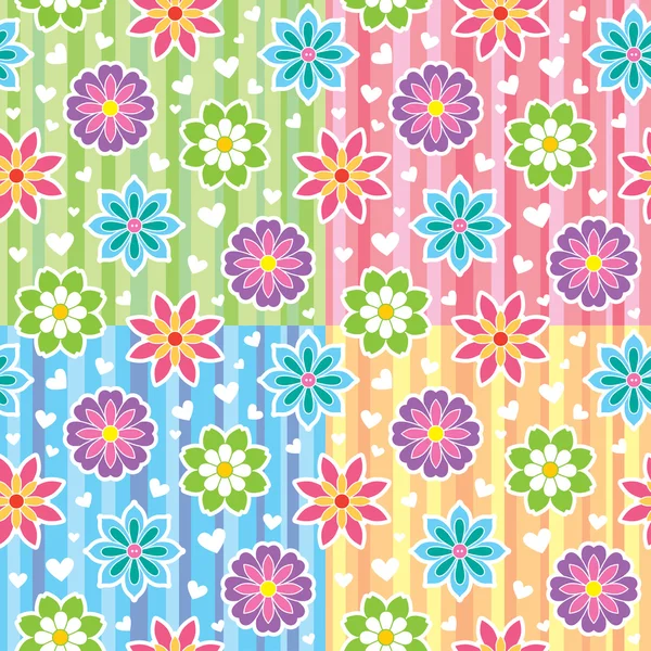 Шаблоны с цветами — стоковый вектор