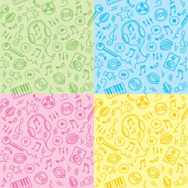 Seamless patterns with music symbols clipart