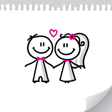 Cartoon wedding couple clipart