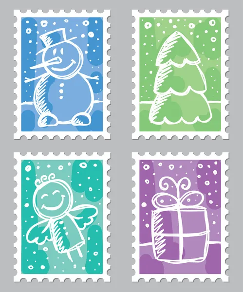 Karácsonyi postai bélyegek — Stock Vector