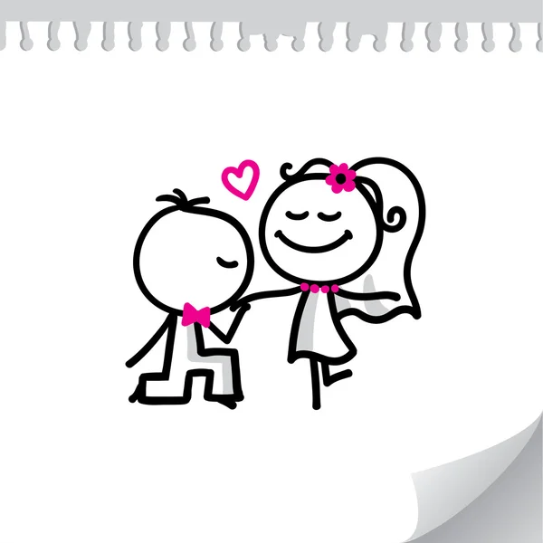 Couple de mariage dessin animé — Image vectorielle