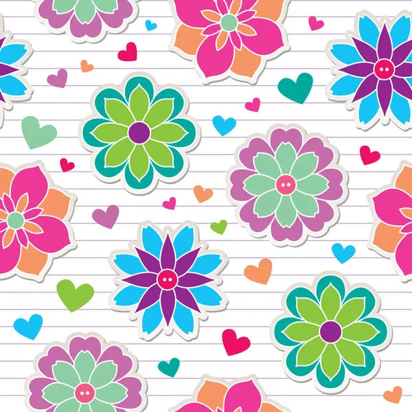 Naadloze patroon van bloem stickers — Stockvector