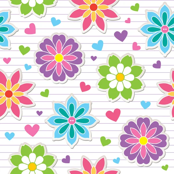 Naadloze patroon van bloem stickers — Stockvector