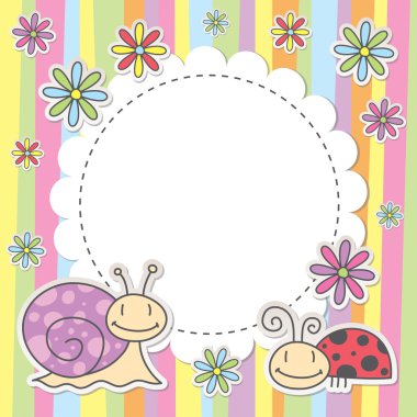 Card with snail and ladybug clipart