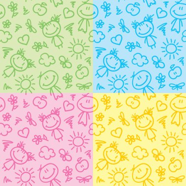 Hand drawn kid patterns clipart