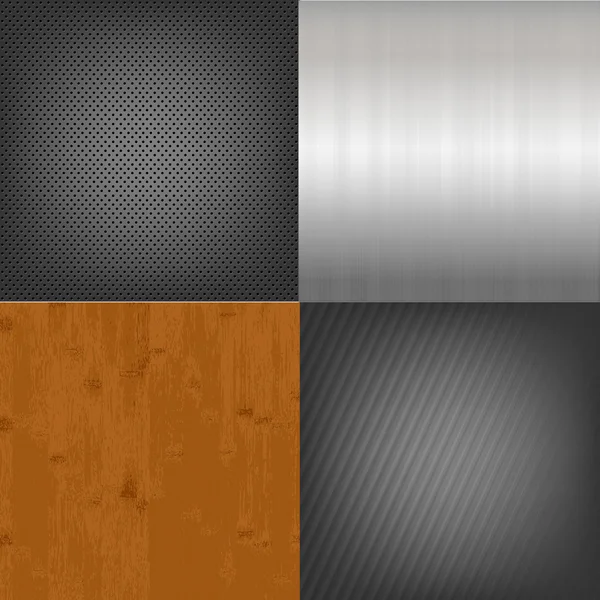 Set di metallo e legno texture sfondo — Vettoriale Stock