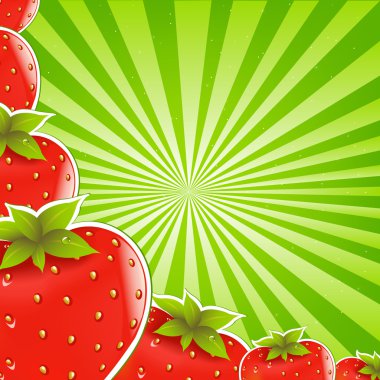 Strawberry And Green Sunburst clipart