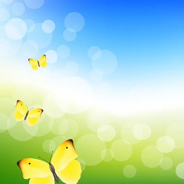 Ciel bleu et papillon — Image vectorielle