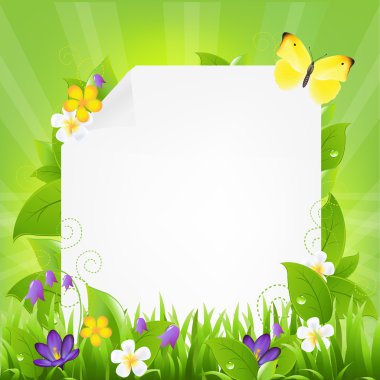 Paper With Flowers And Grass clipart