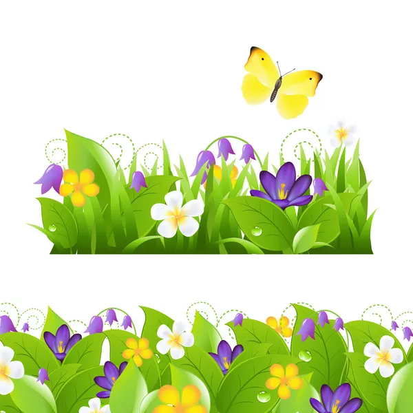 Ensemble de bordures fleurs — Image vectorielle