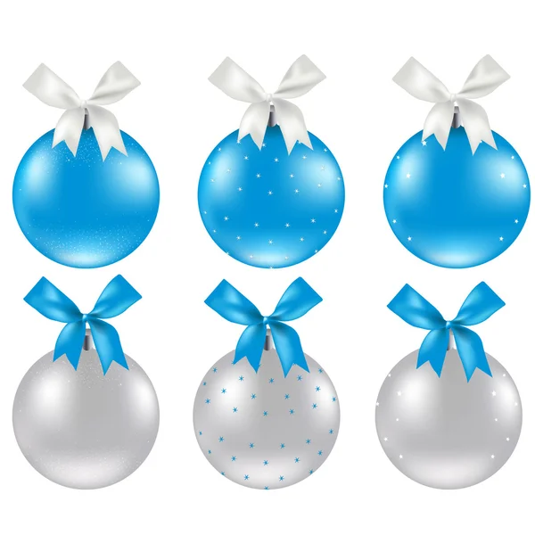 Noel gümüş ve mavi top — Stok Vektör