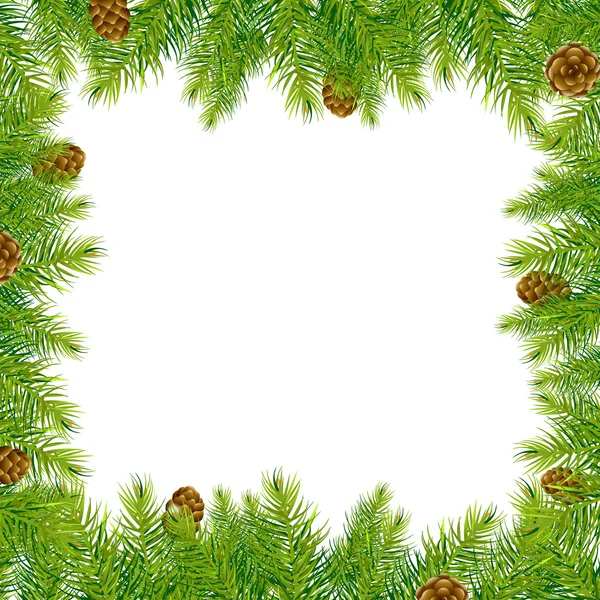 크리스마스 나무와 소나무 콘 테두리 — 스톡 벡터