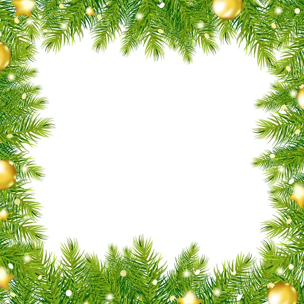 边框与圣诞树和黄金球 — 图库矢量图片