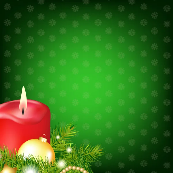 Bougie de Noël rouge avec sapin à fourrure — Image vectorielle
