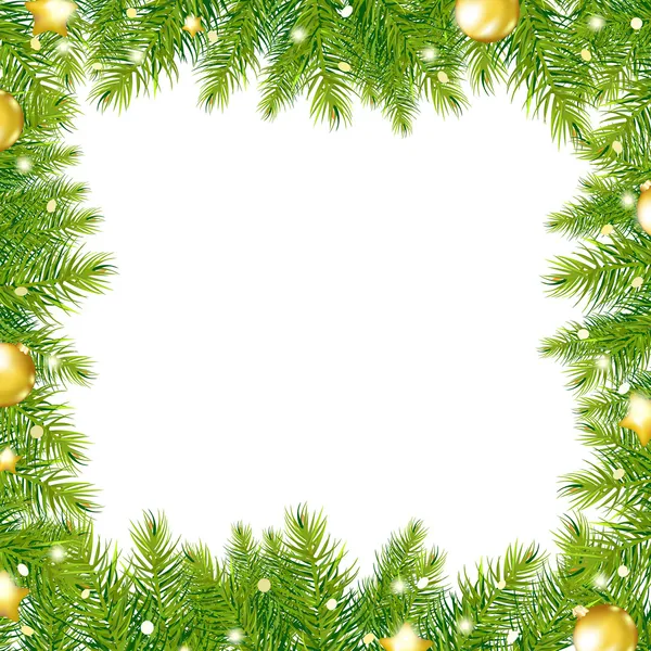 边框与圣诞树和黄金球 — 图库矢量图片#